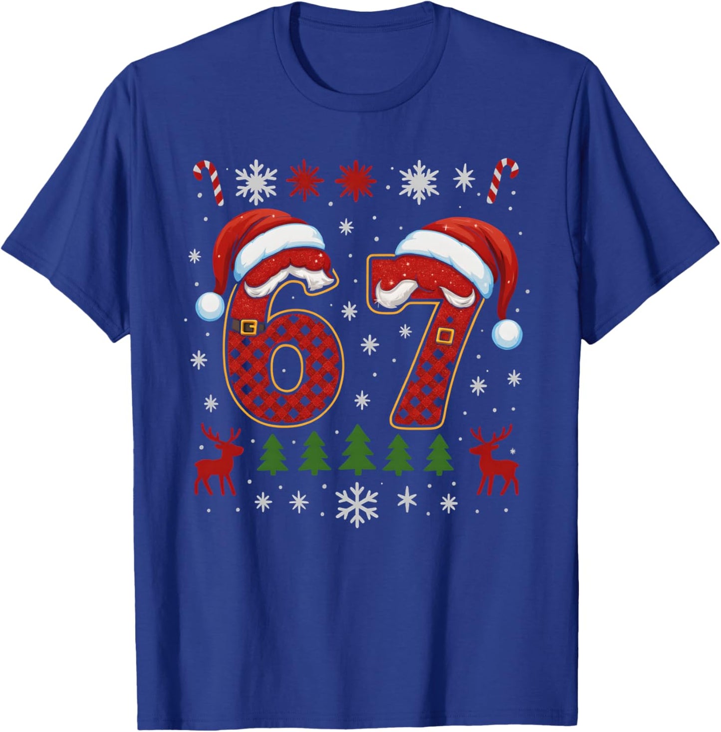 HUGvyn Funny 67 Six Seven Squad Meme Christmas Ugly Sweater T-Shirt - T-Shirt | Royal