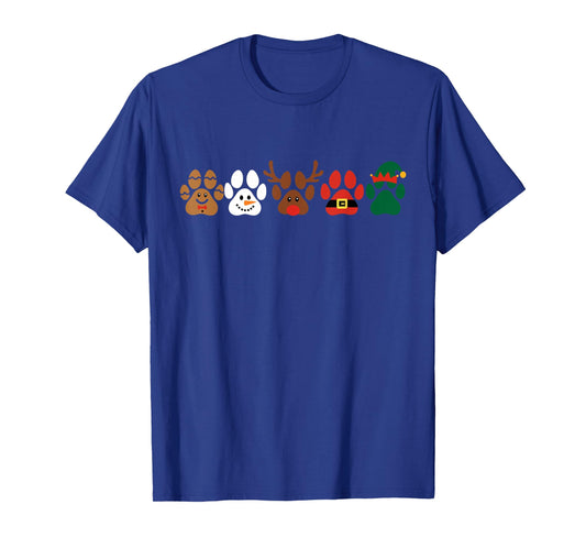 Cute Dog Paw Print Santa Elf Christmas Character Holiday T-Shirt