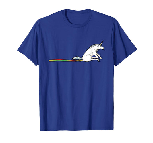 Funny Unicorn Dragging Butt Rainbow Silly Humor T-Shirt