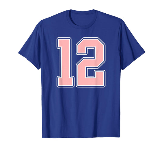 Cute Pink and White Number 12 Jersey Player Uniform #12 Fan T-Shirt