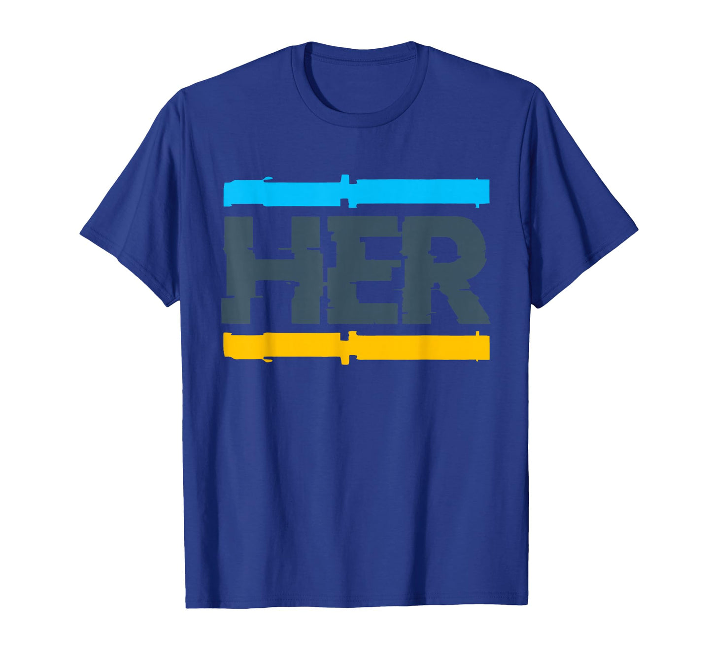 Her Glitch Streetwear Retro Gamma Blue Matching T-Shirt
