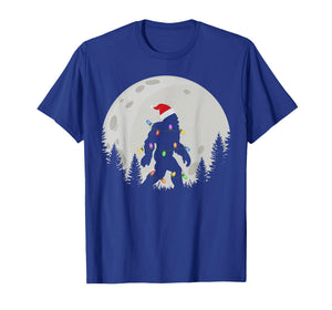 Funny Christmas Bigfoot Santa Hat Moon Sasquatch Kids Mens T-Shirt