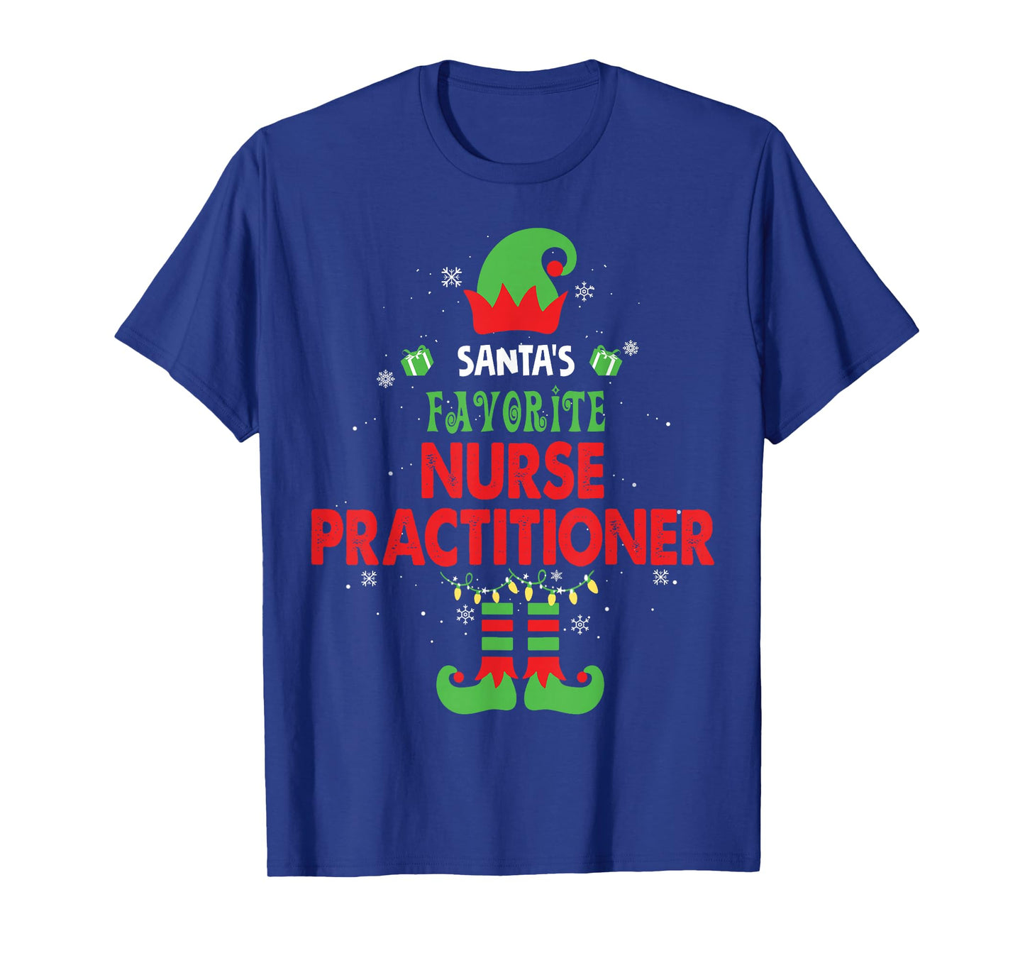 Santa's Favorite Nurse Practitioner Funny Elf Family Xmas T-Shirt