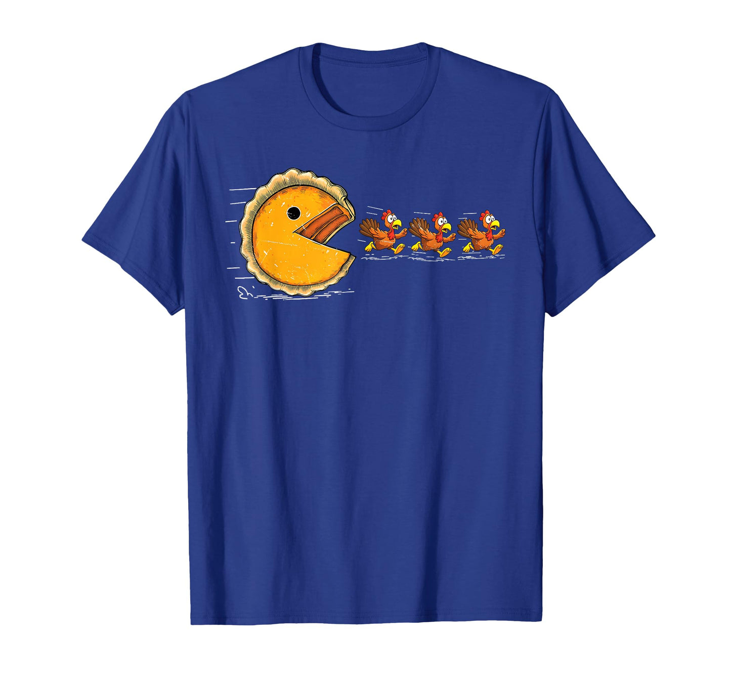 Retro Pumpkin Pie Chasing Turkey Funny Gamer Thanksgiving T-Shirt