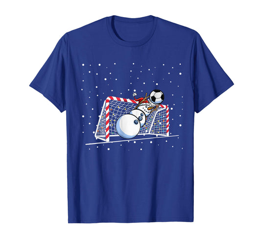 Goalkeeper Snowman Christmas Soccer Player Men Boys Kids T-Shirt