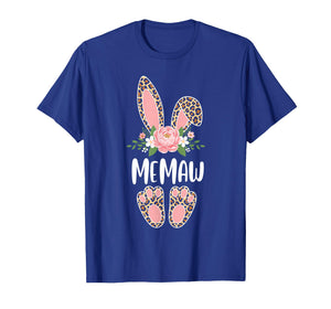 Floral Leopard Memaw Bunny Happy Easter Spring T-Shirt