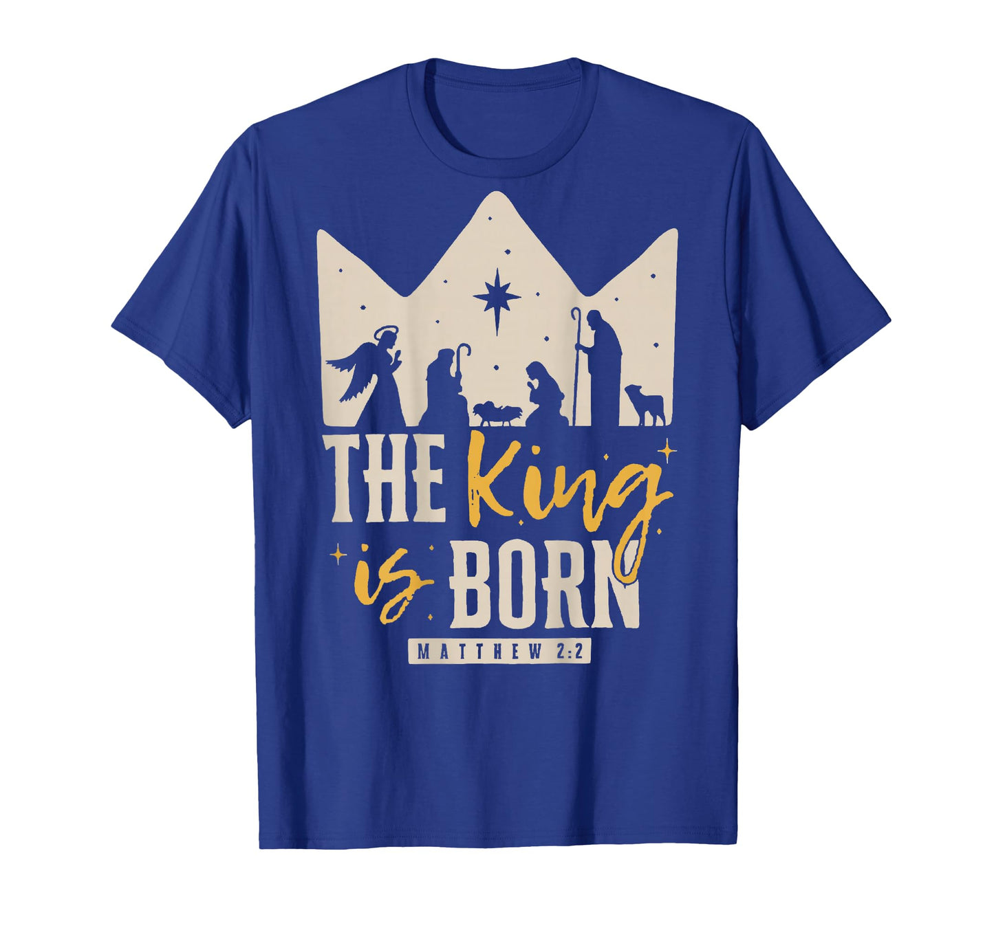 Retro Religious Christmas The King is Born Christian T-Shirt