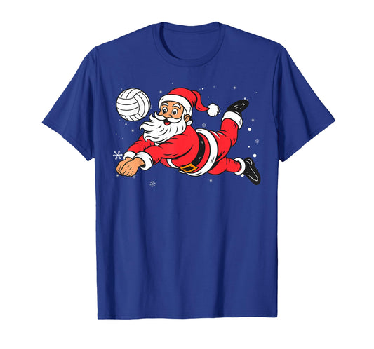 Santa Playing Volleyball Christmas Pajama Cool Sport X-Mas T-Shirt