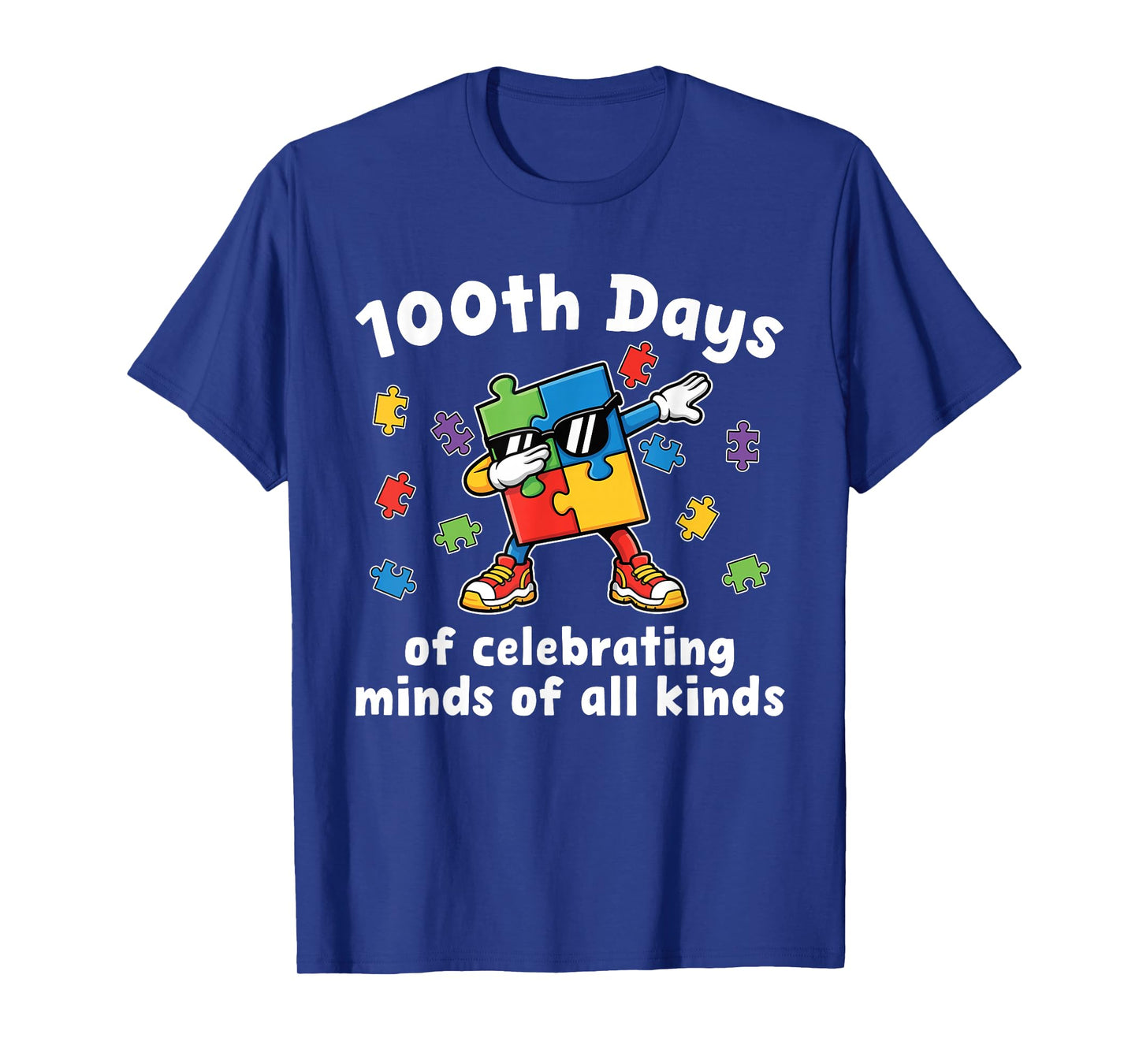Autism 100 Days of School Teacher Dab Art for Men Women Kids T-Shirt