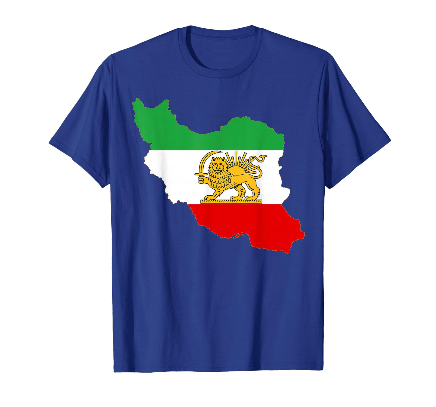 Iran Map with Lion and Sun Emblem, Persian Flag T-Shirt