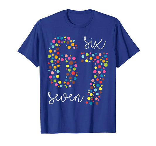 Funny 67 Meme Polka Dot Six Seven Boys Girls Teens Kids 6 7 T-Shirt