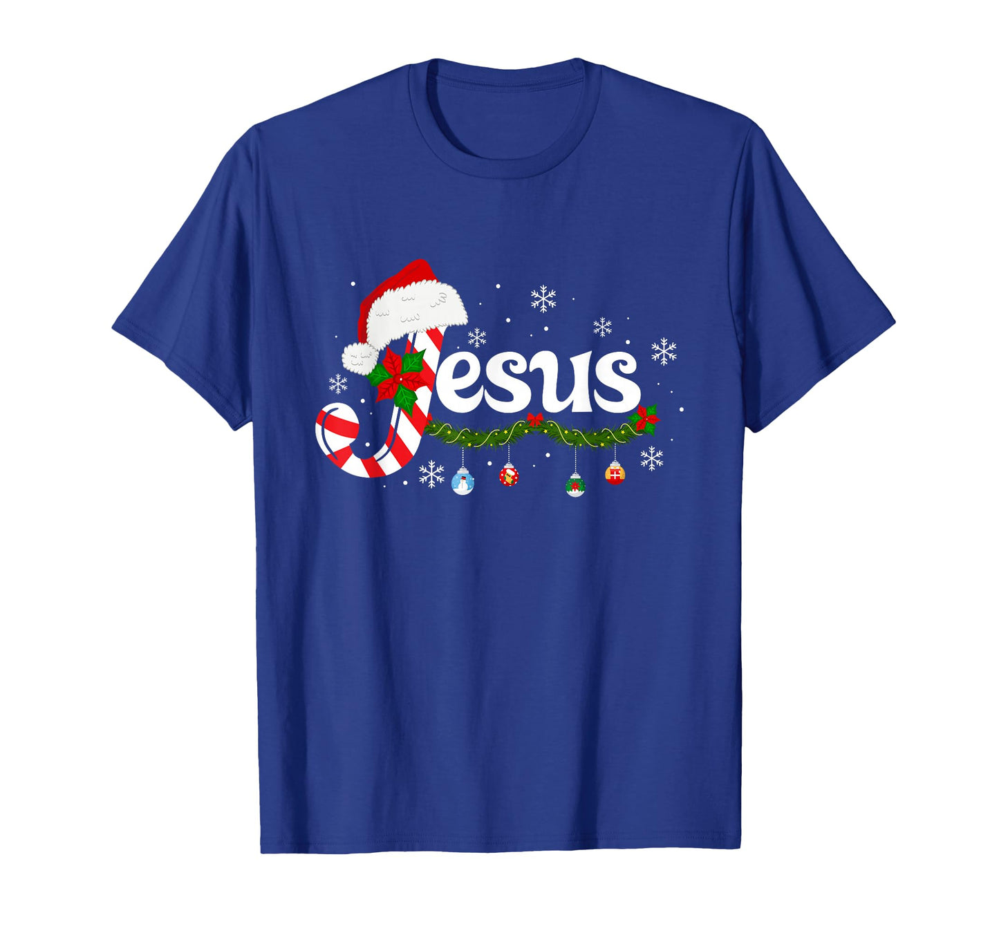 Christmas Letter J for Jesus Christian Candy Cane Santa Hat T-Shirt