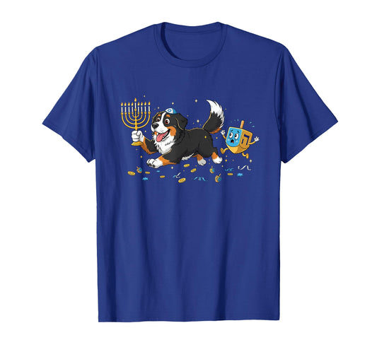 Bernese Mountain Dog Dreidel Menorah Hanukkah Womens Mens T-Shirt