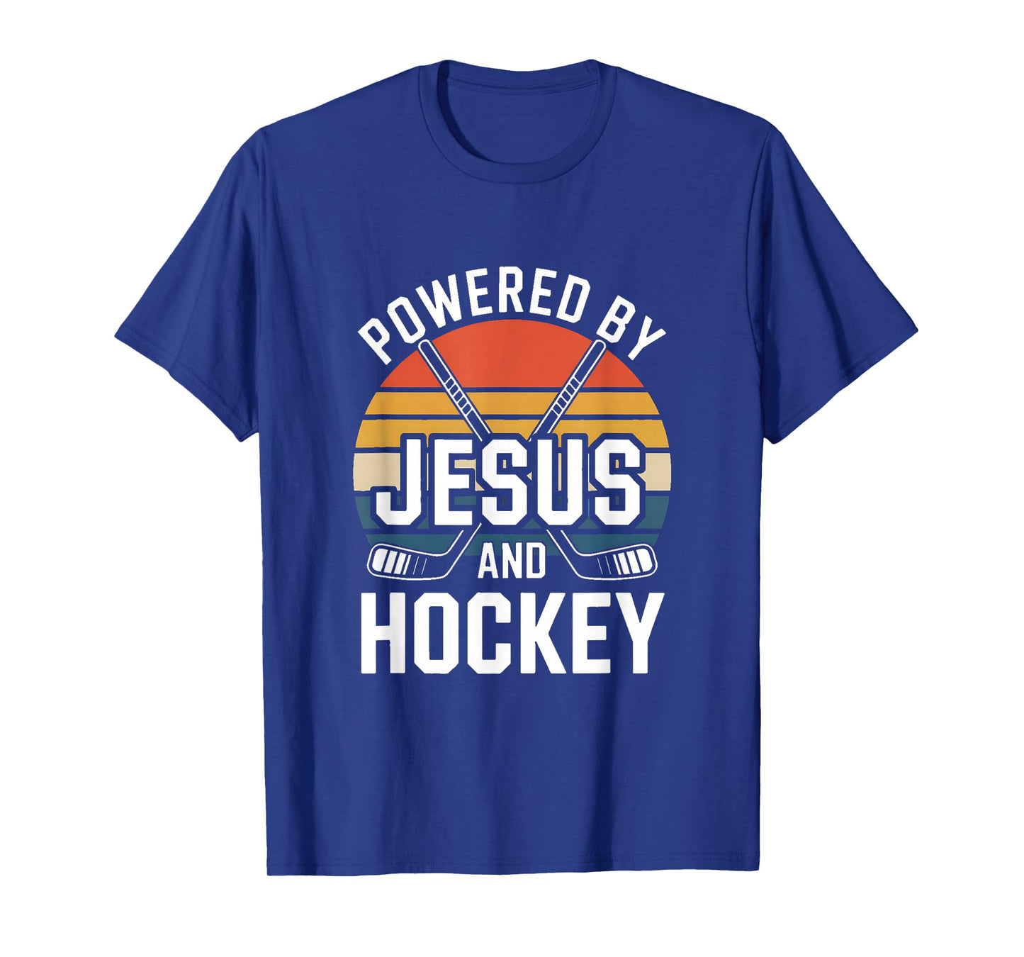 Powered by Jesus and Hockey Christian Ice Hockey T-Shirt