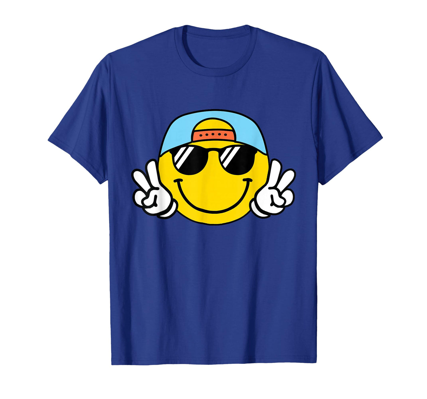Yellow Smile Face Cute Checkered Peace Smiling Happy Face T-Shirt