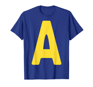 Letter A Alphabet Yellow On Red Halloween Costume Party T-Shirt