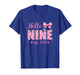 Hello Nine Est 2017 Coquette Bow 9Th Birthday Girl 9 Years T-Shirt