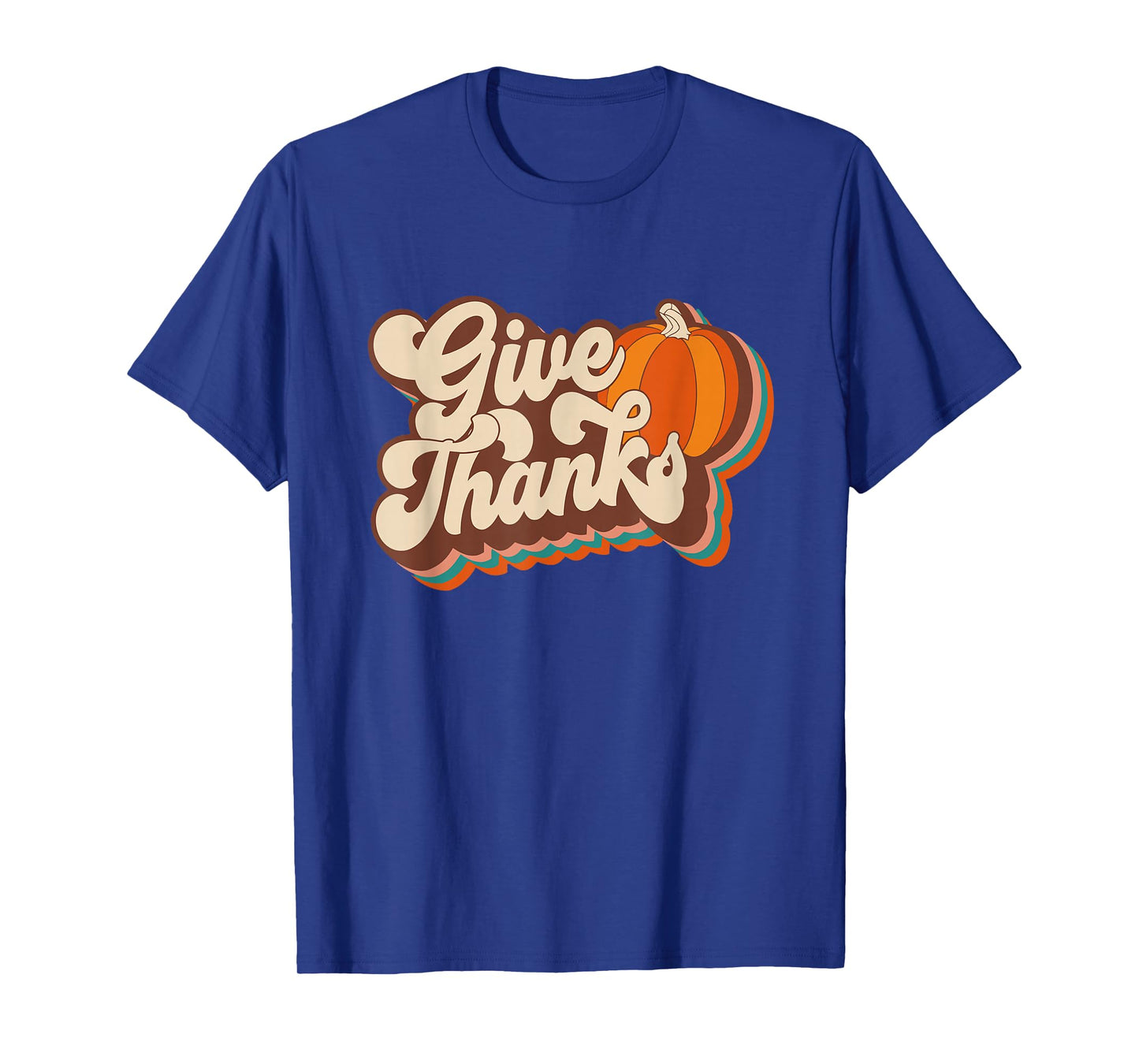 70s Style Groovy Retro Give Thanks Pumpkin Fall Aesthetic T-Shirt