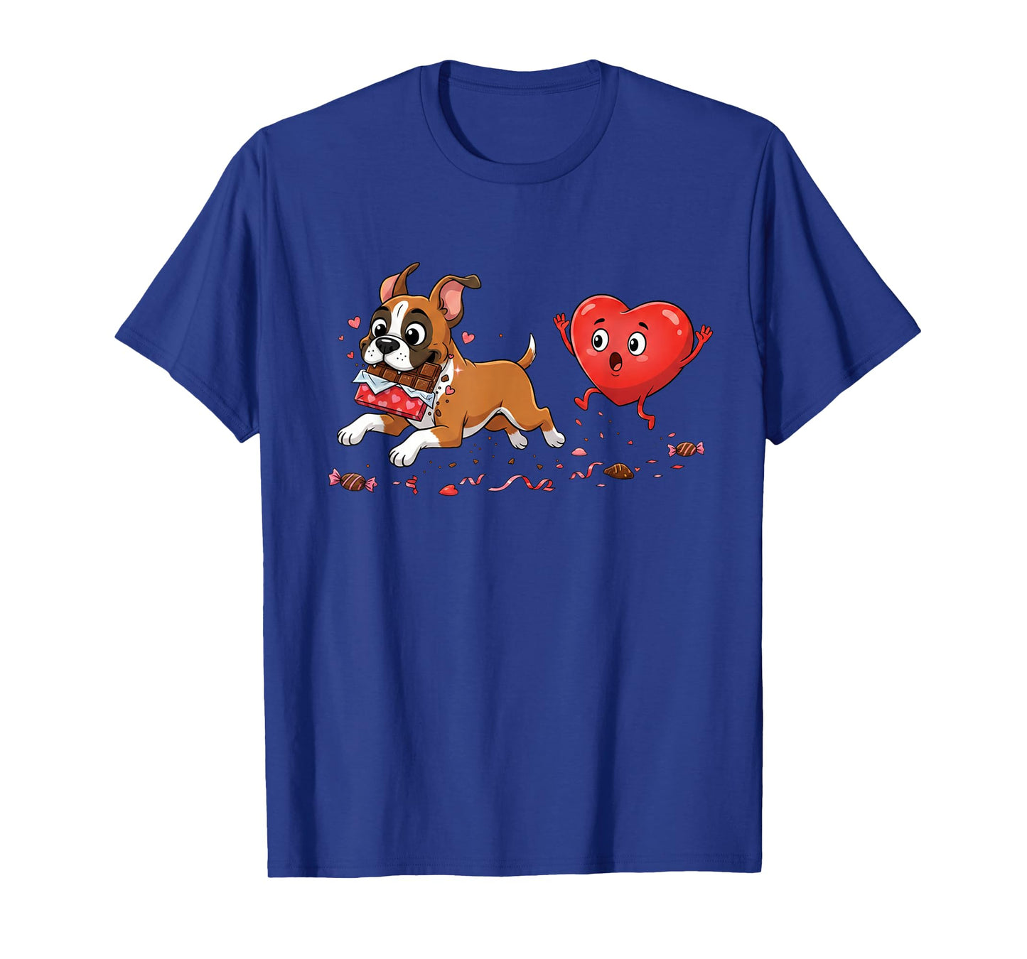 Funny Boxer Dog Heart Chocolate Valentine Womens Mens Kids T-Shirt