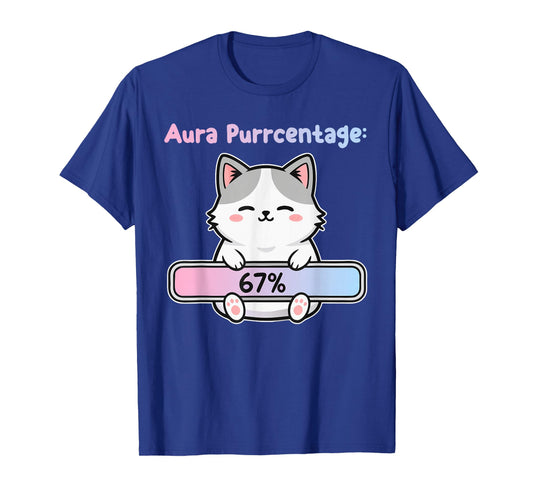 67 Funny Cat Aura Energy at Six Seven Meme Gen Z Alpha T-Shirt