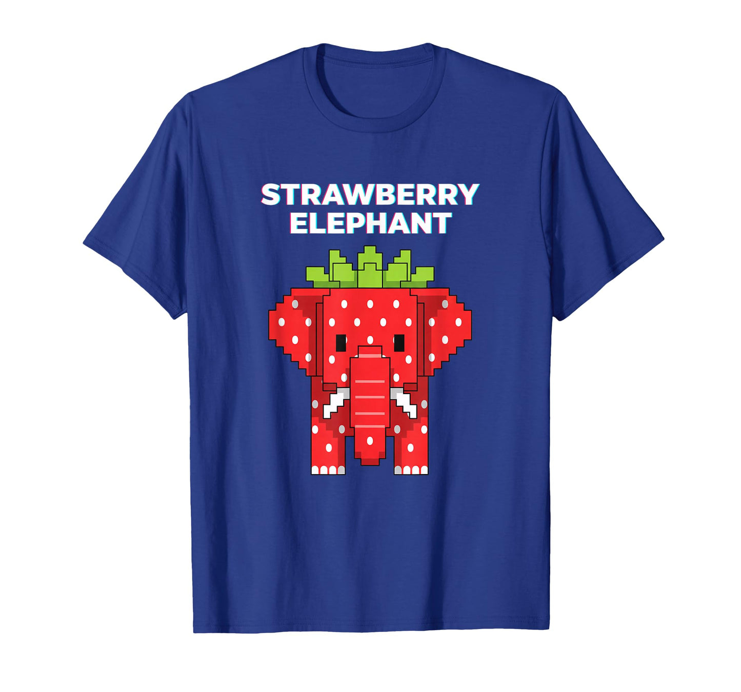 Strawberry Elephant Pixel Art Cute Jungle Animal Funny Kids T-Shirt