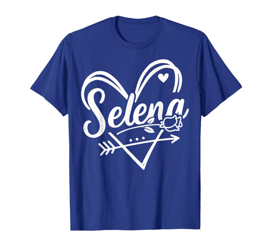 Vintage Selena Name Heart Arrow Rose Gift for Men Women Kid T-Shirt