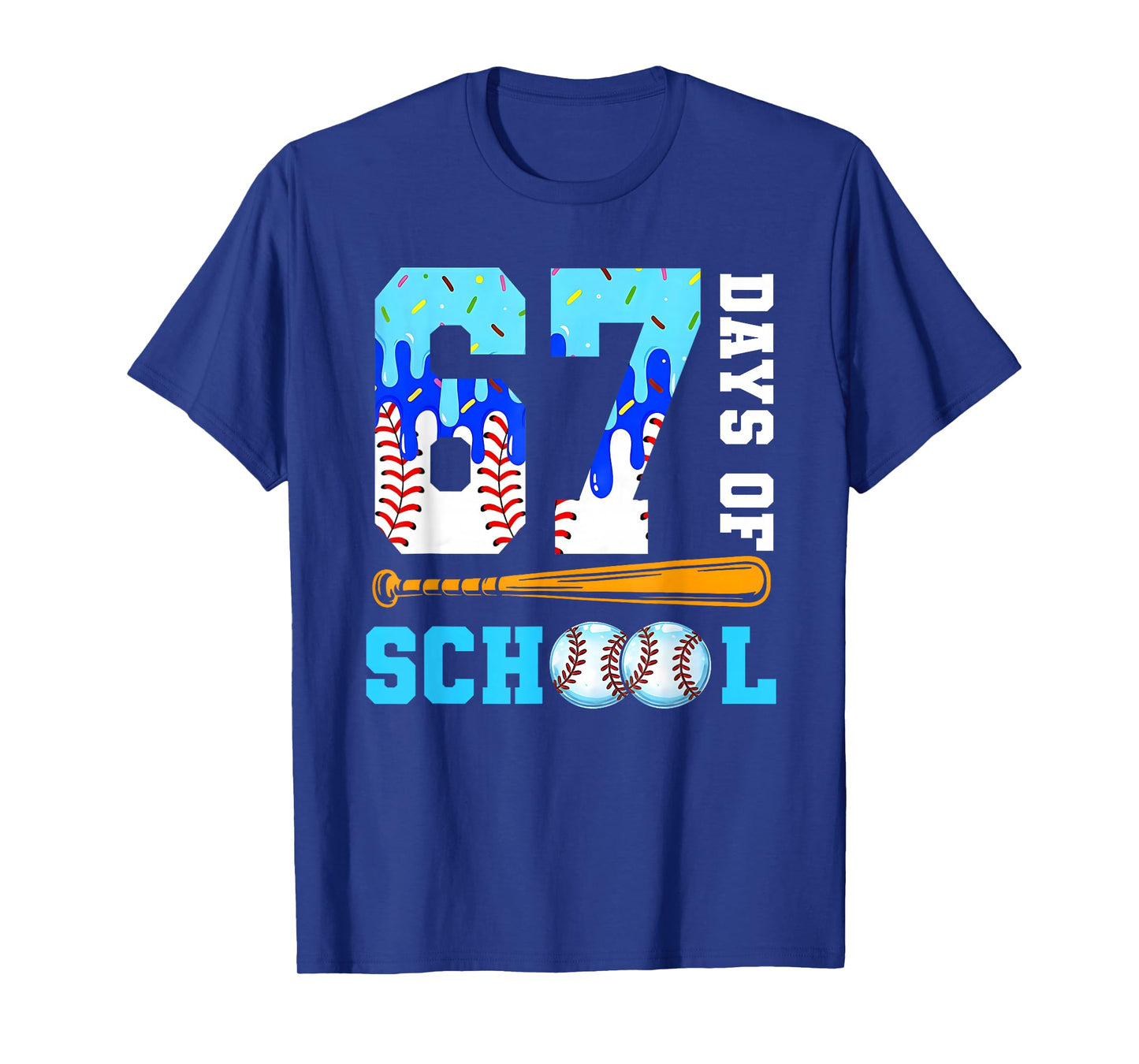67 Days of School 67th Day Funny Baseball Meme Men Boys Kids T-Shirt