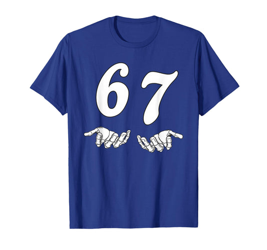 67 Meme Skeleton Hand 6 7 Halloween Six Seven Funny Teens T-Shirt