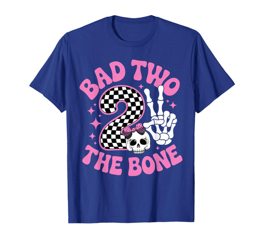 Bad Two The Bone Party Decorations 2 Years Old Birthday Kids T-Shirt