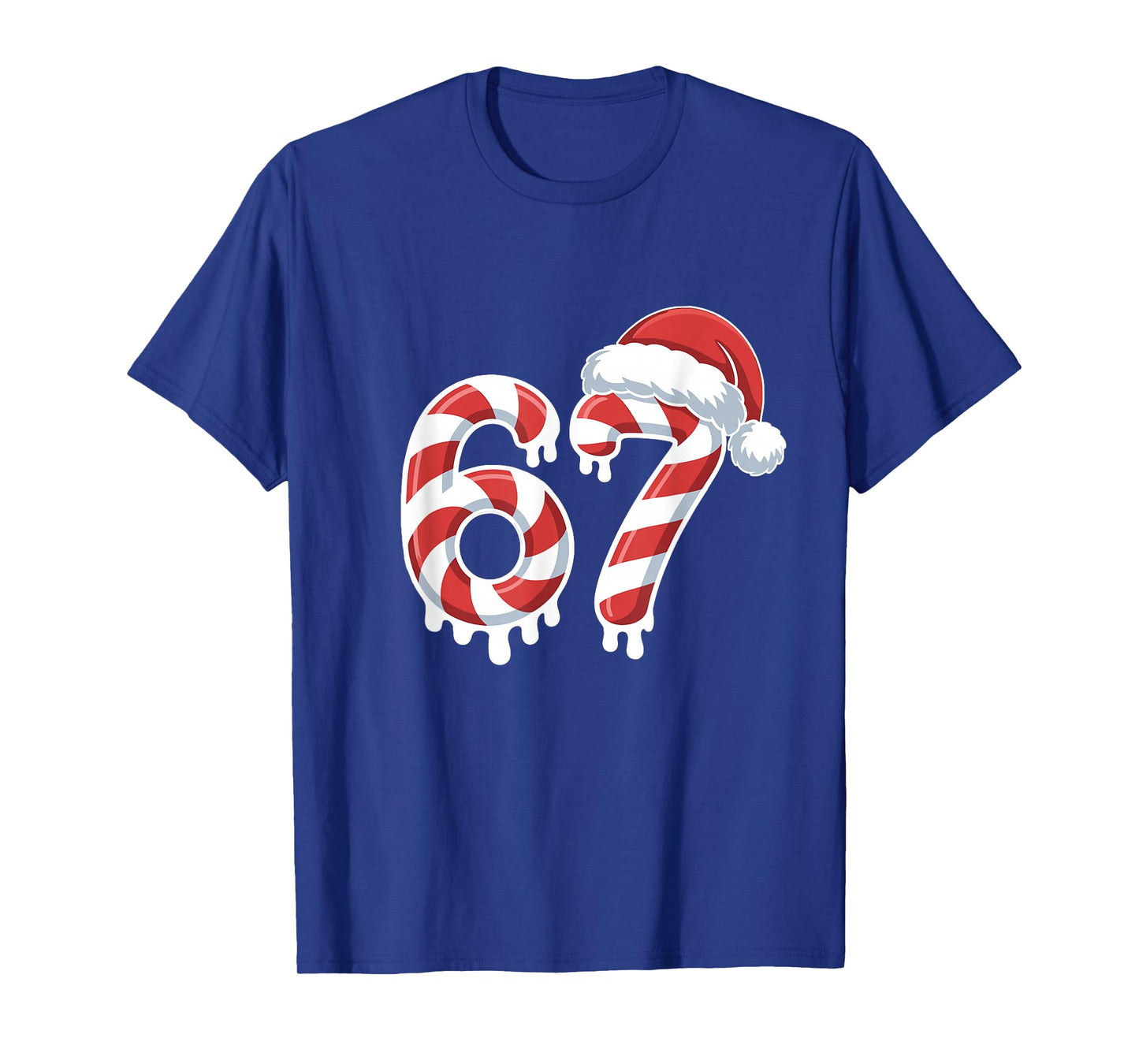 Melting Candy Cane Christmas 6 7 Meme Santa Hat Holiday T-Shirt