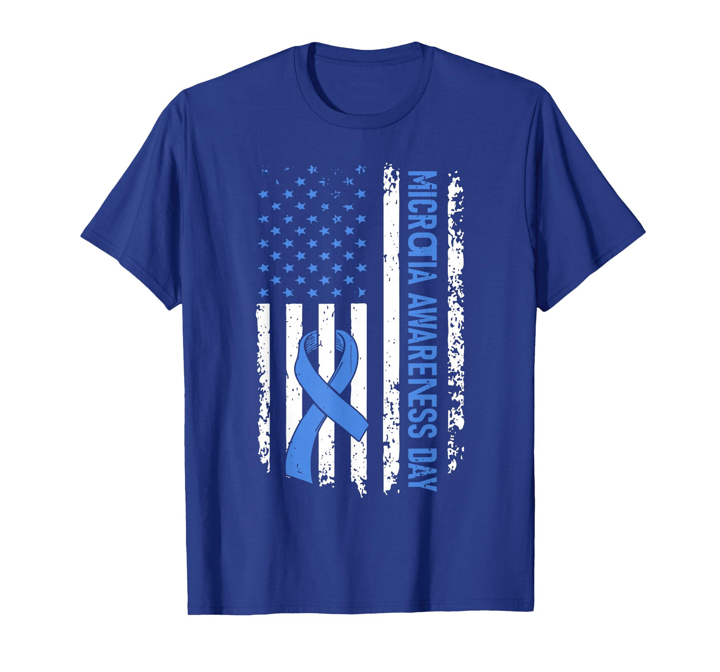Microtia Awareness Day American Flag Bleu Ribbon T-Shirt