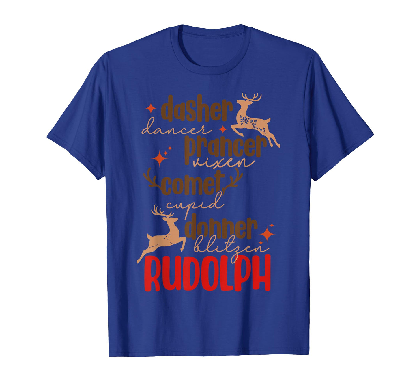 Funny Santa Christmas Reindeer Name List Men Womens Kids T-Shirt