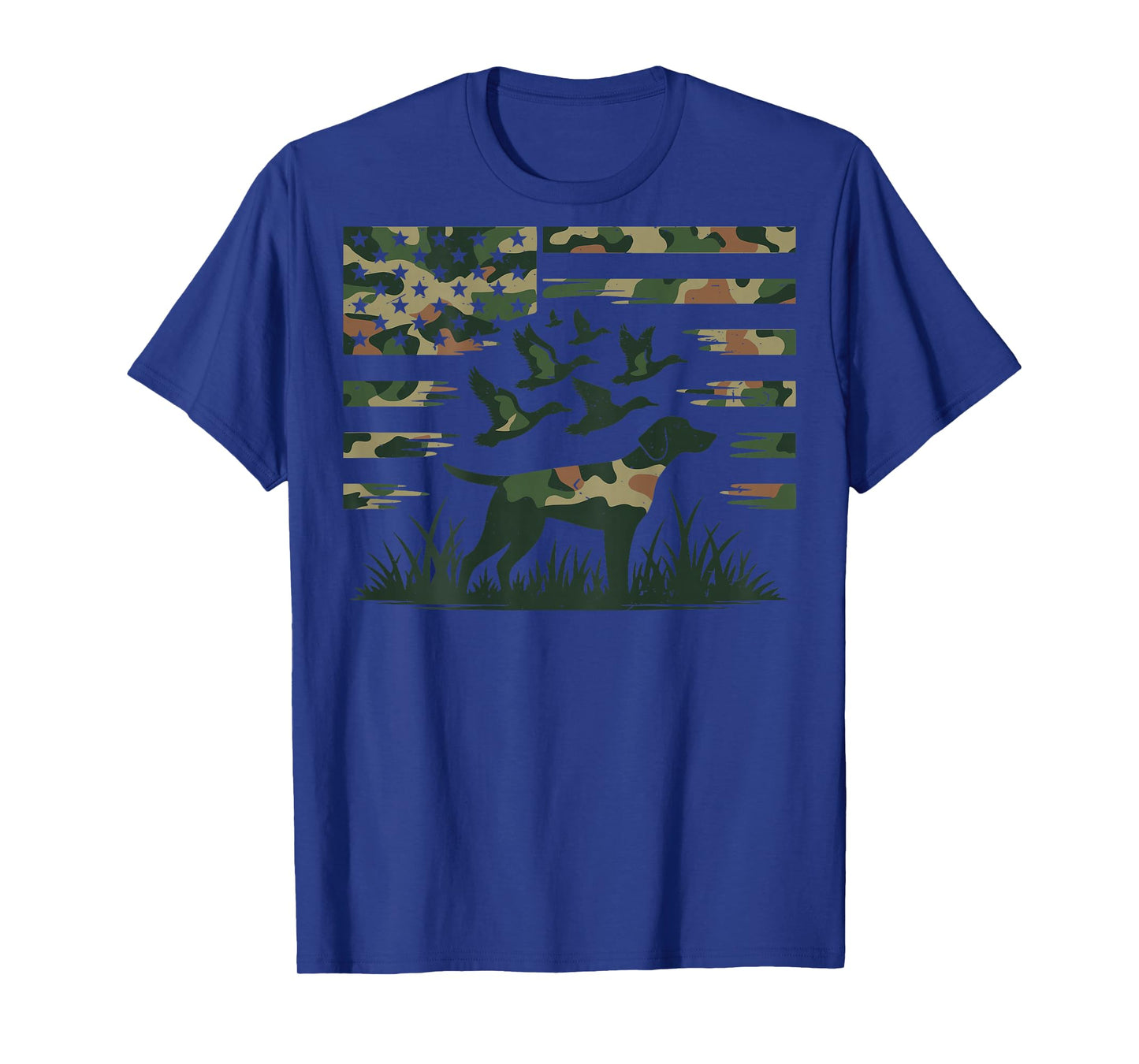 Youth Camo Mallard Duck Hunting Dog Camouflage American Flag T-Shirt