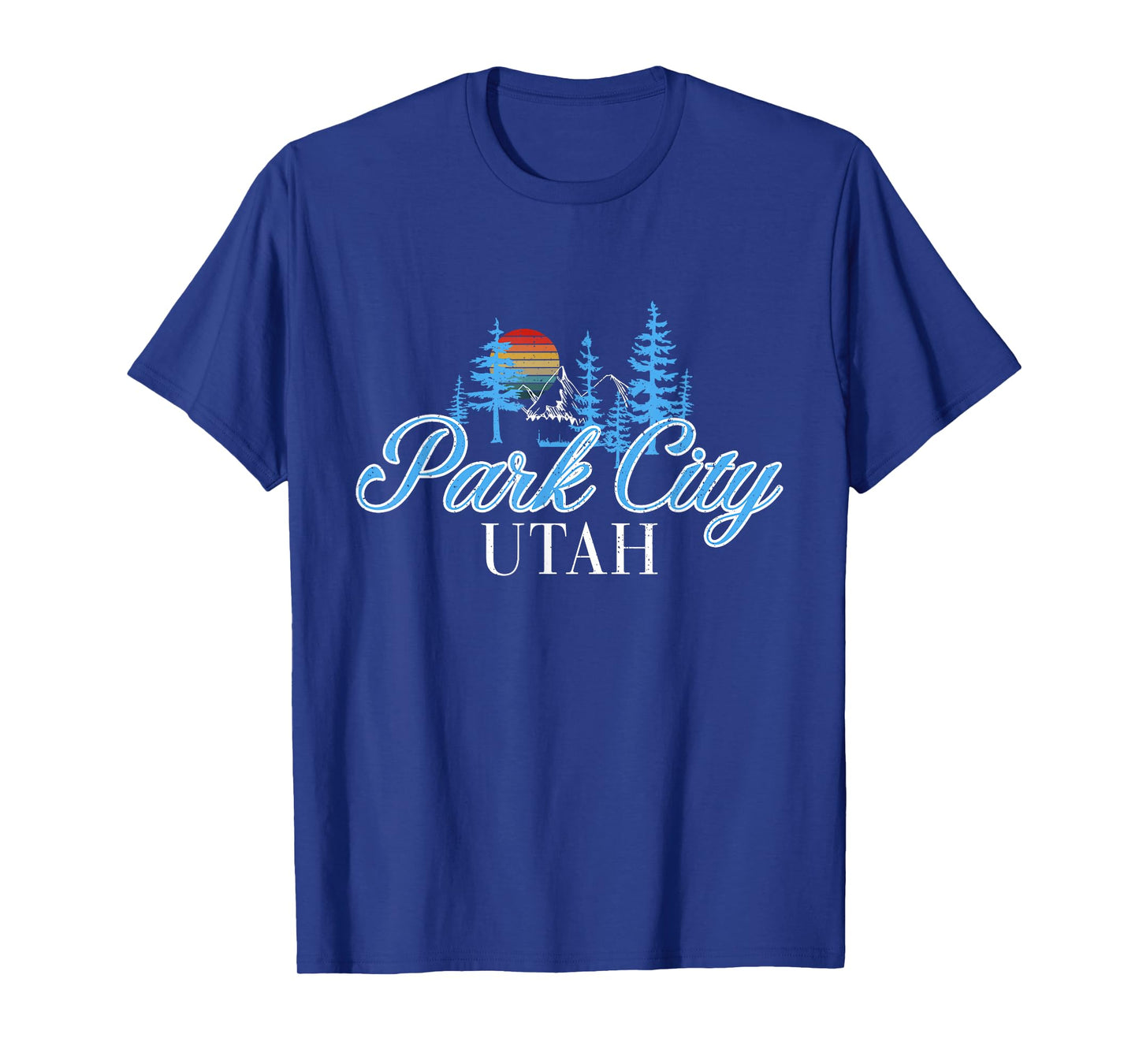 Utah Park City Winter Alpine Ski Retro Sunset Mountain T-Shirt