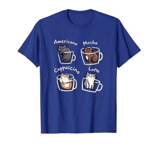 Cute Cats in Coffee Cups Espresso Mocha Latte Cappuccino T-Shirt