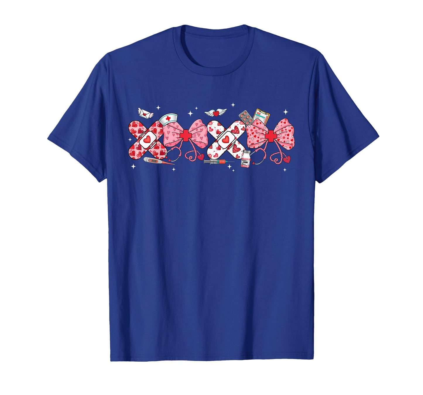 Valentine Nurse XOXO Pink Bow Stethoscope RN PCT CNA Women T-Shirt