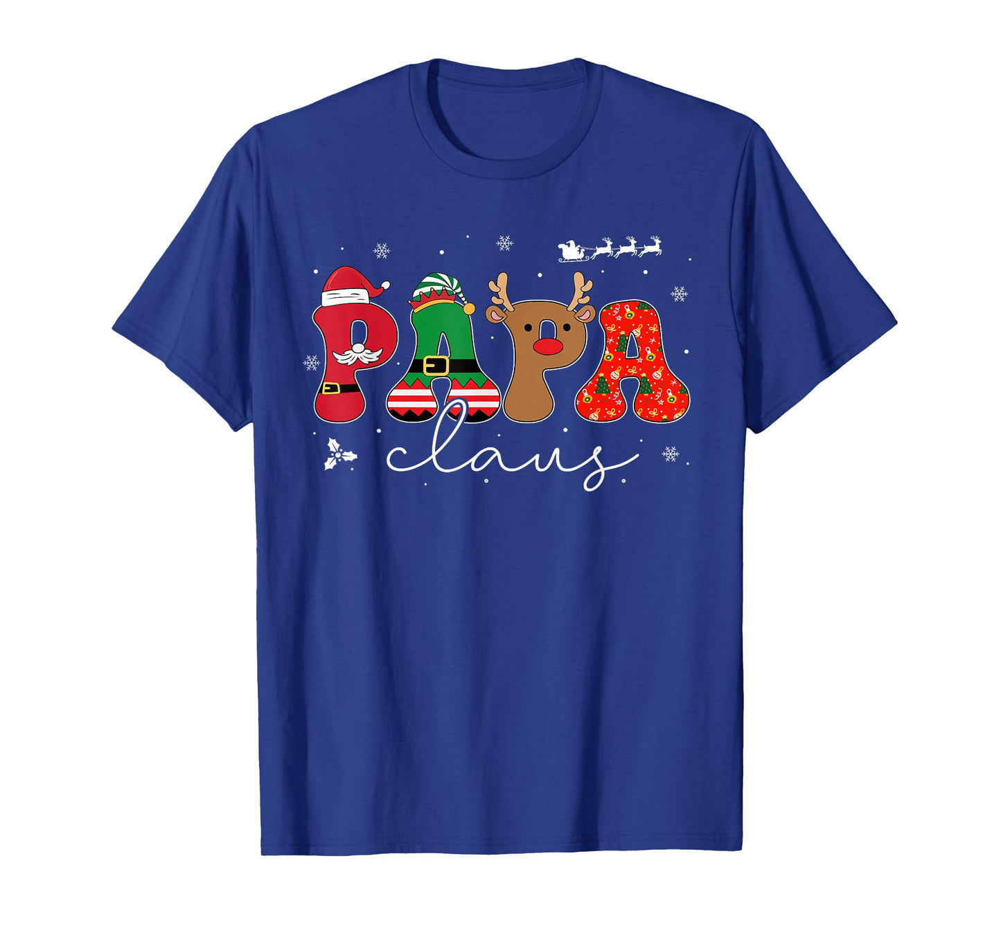 Papa Claus Shirt Christmas Lights Pajama Family Matching T-Shirt