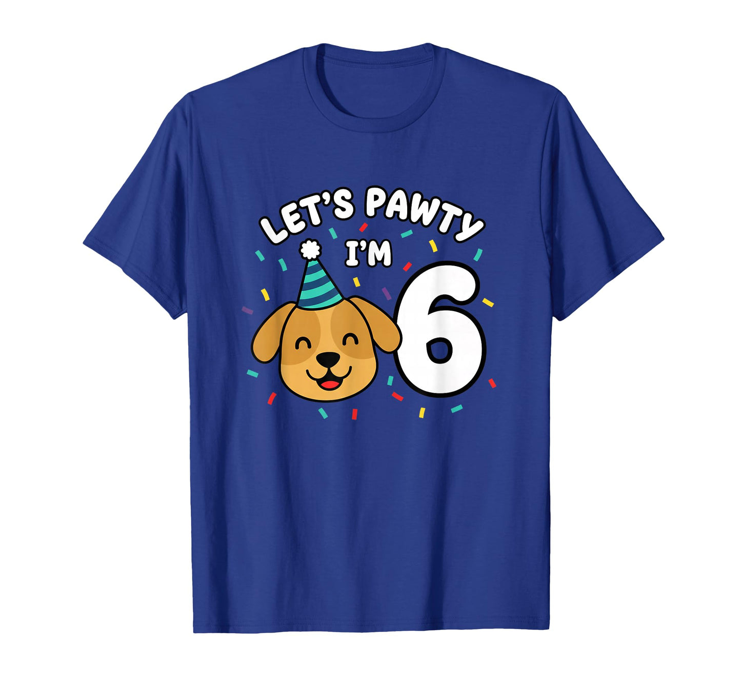 Dog Birthday Let's Pawty I'm 6 Puppy Party Design T-Shirt