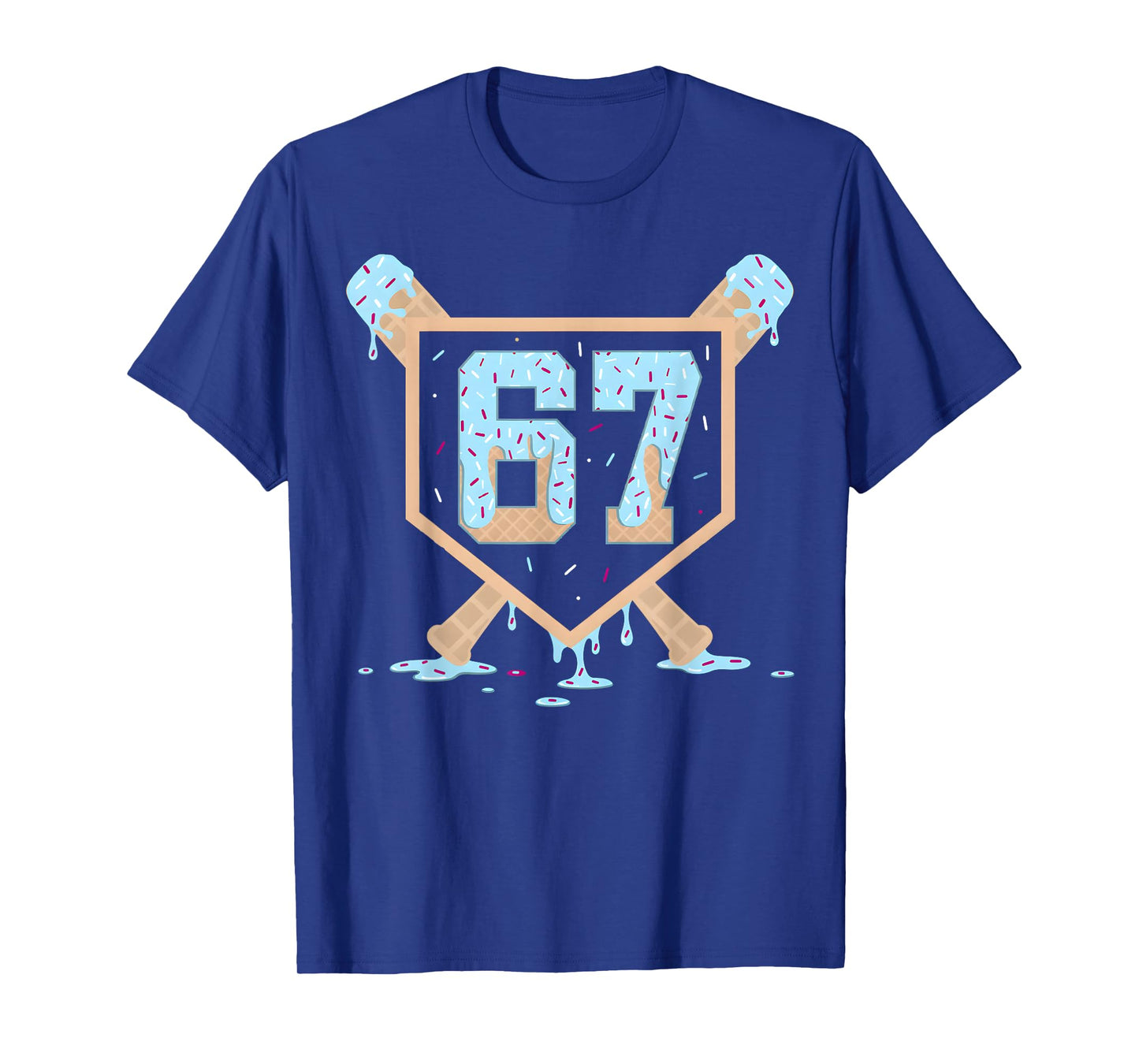 67 Ice Cream Drip Baseball Meme Funny Six Seven Gen Alpha T-Shirt