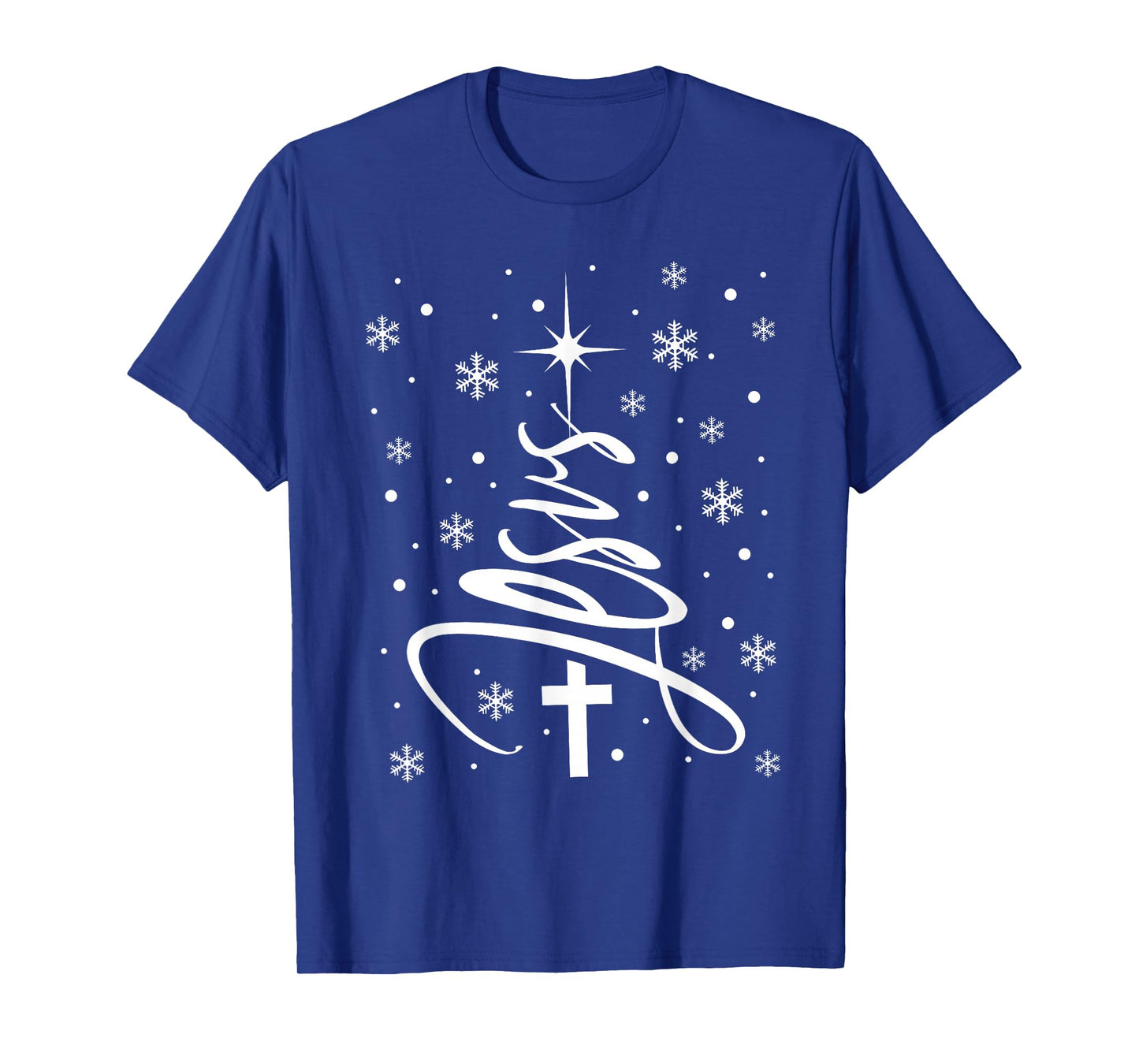 Jesus Christian Xmas Tree Snowflake Holiday Merry Christmas T-Shirt