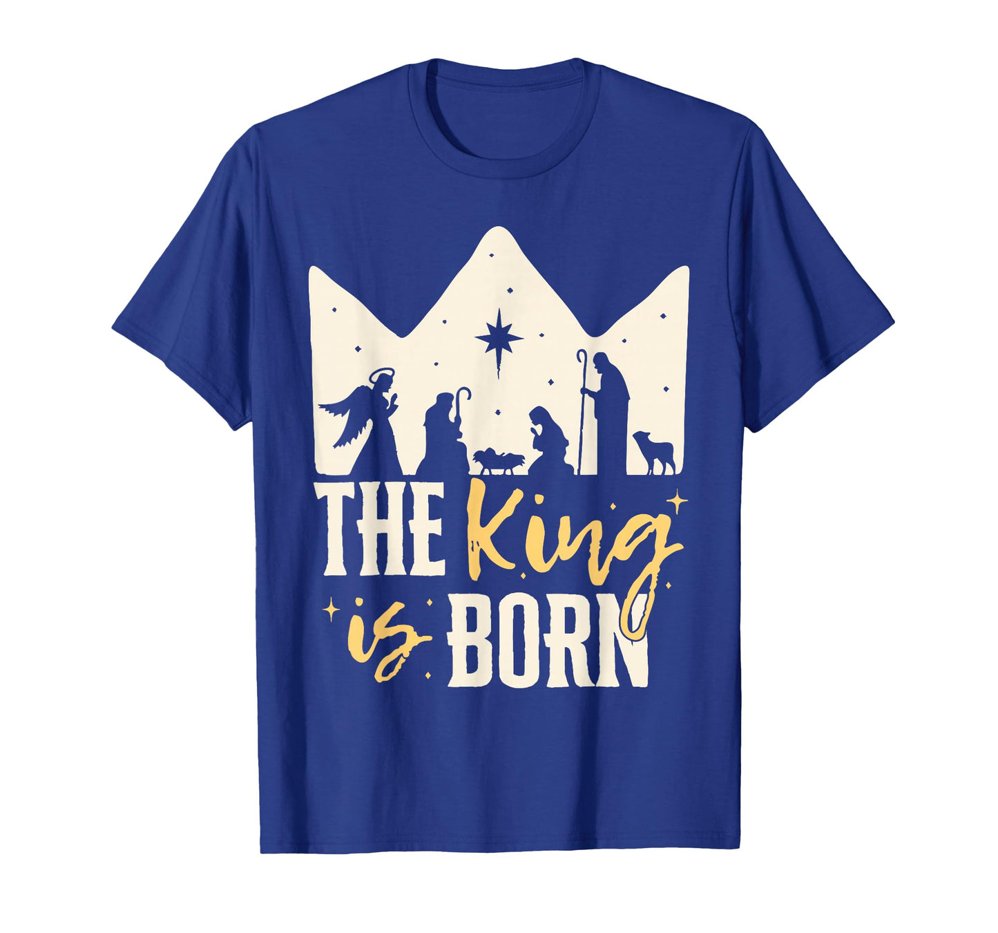Retro The King is Born Jesus Christ Nativity Scene Christian T-Shirt