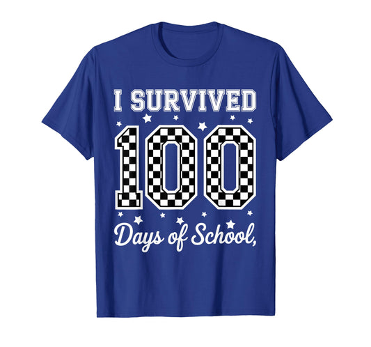 I Survived 100 Day of Me Checkerboard Boy Teacher T-Shirt