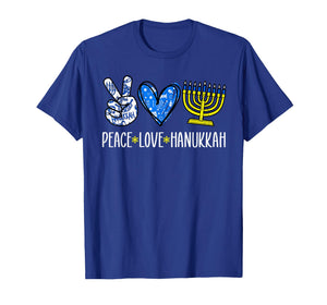 Peace Love Hanukkah Jewish Menorah Chanukah Womens Girl Kids T-Shirt