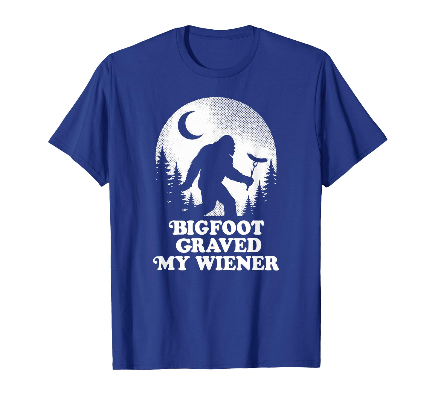 Funny Bigfoot Grabbed My Wiener Retro Sasquatch Moon T-Shirt