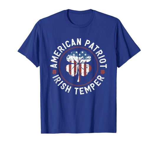 Retro American Patriot Irish Temper Funny St Patricks Day T-Shirt