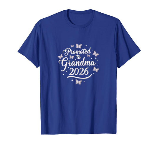 Promoted to Grandma 2026 Purple Butterfly Baby Announcement T-Shirt