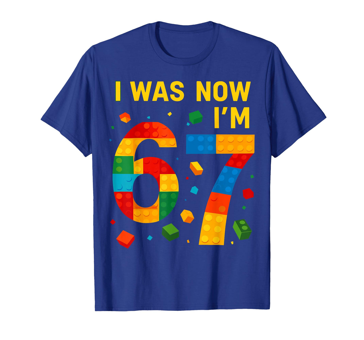 I was 6 Now I'm 7 Building Blocks 7th Birthday Kids T-Shirt