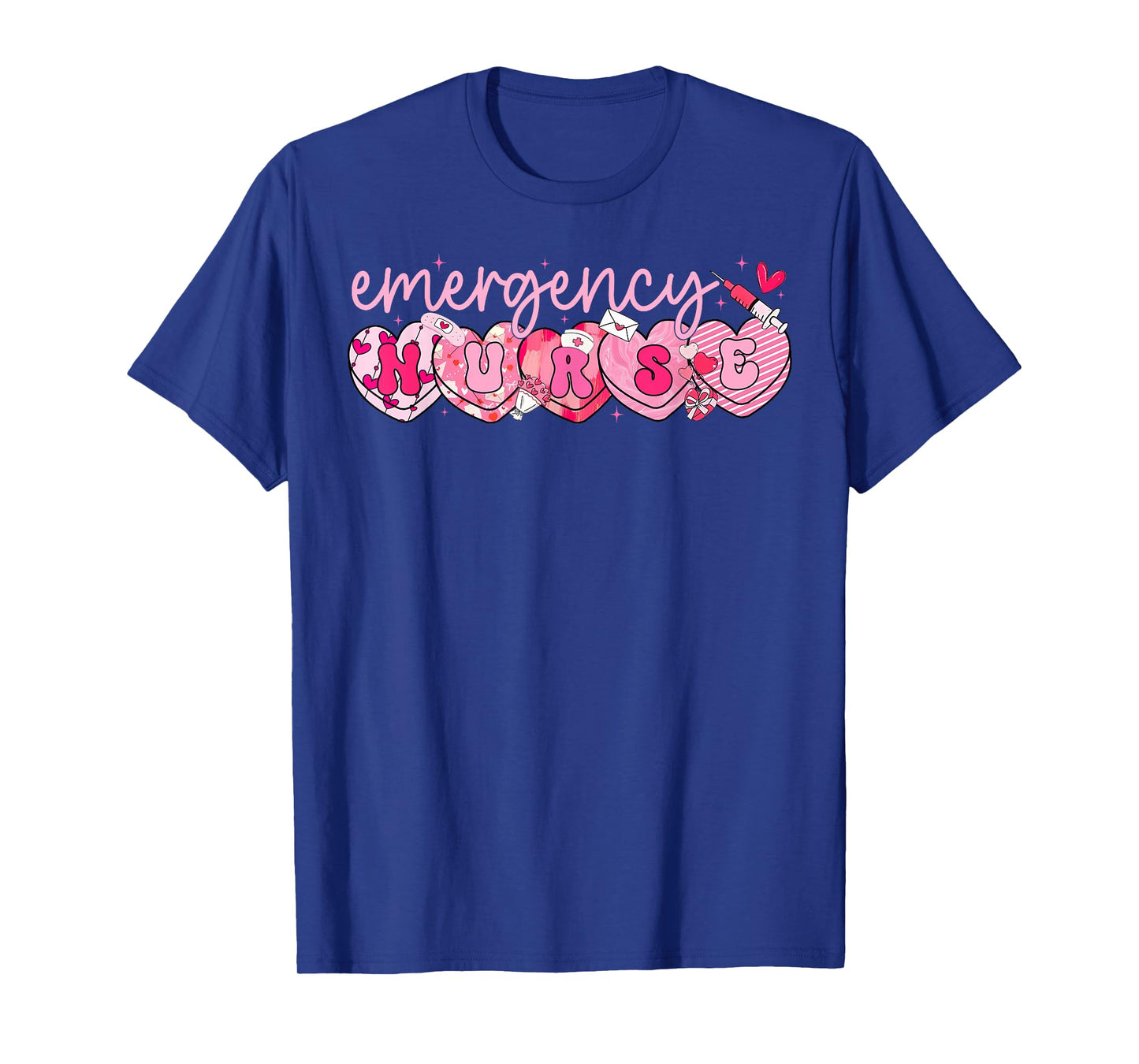 Valentine Emergency Department Nurse Hearts ER RN ED T-Shirt