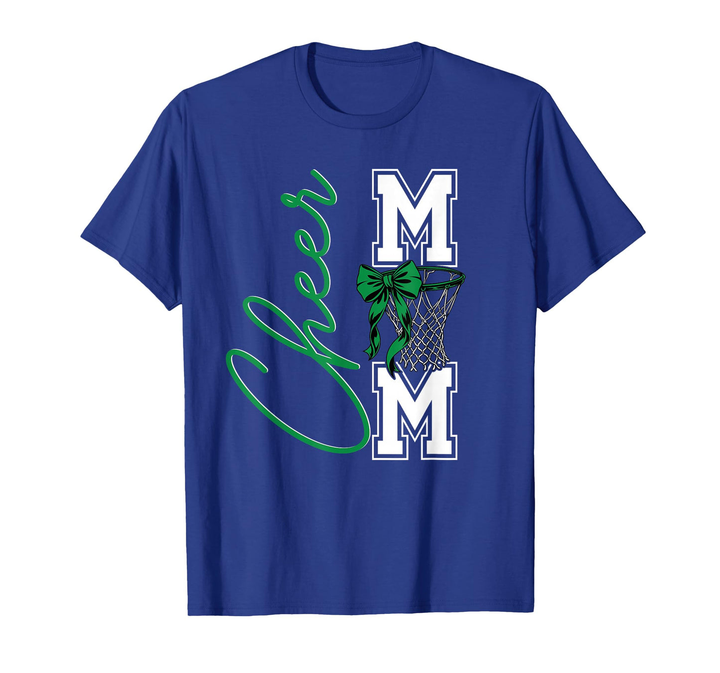 Basketball Game Cheerleading Sport Cheer Mom Mama Bow Green T-Shirt