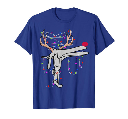 Reindeer Speculum Nurse Funny Christmas Xmas Lights Holiday T-Shirt